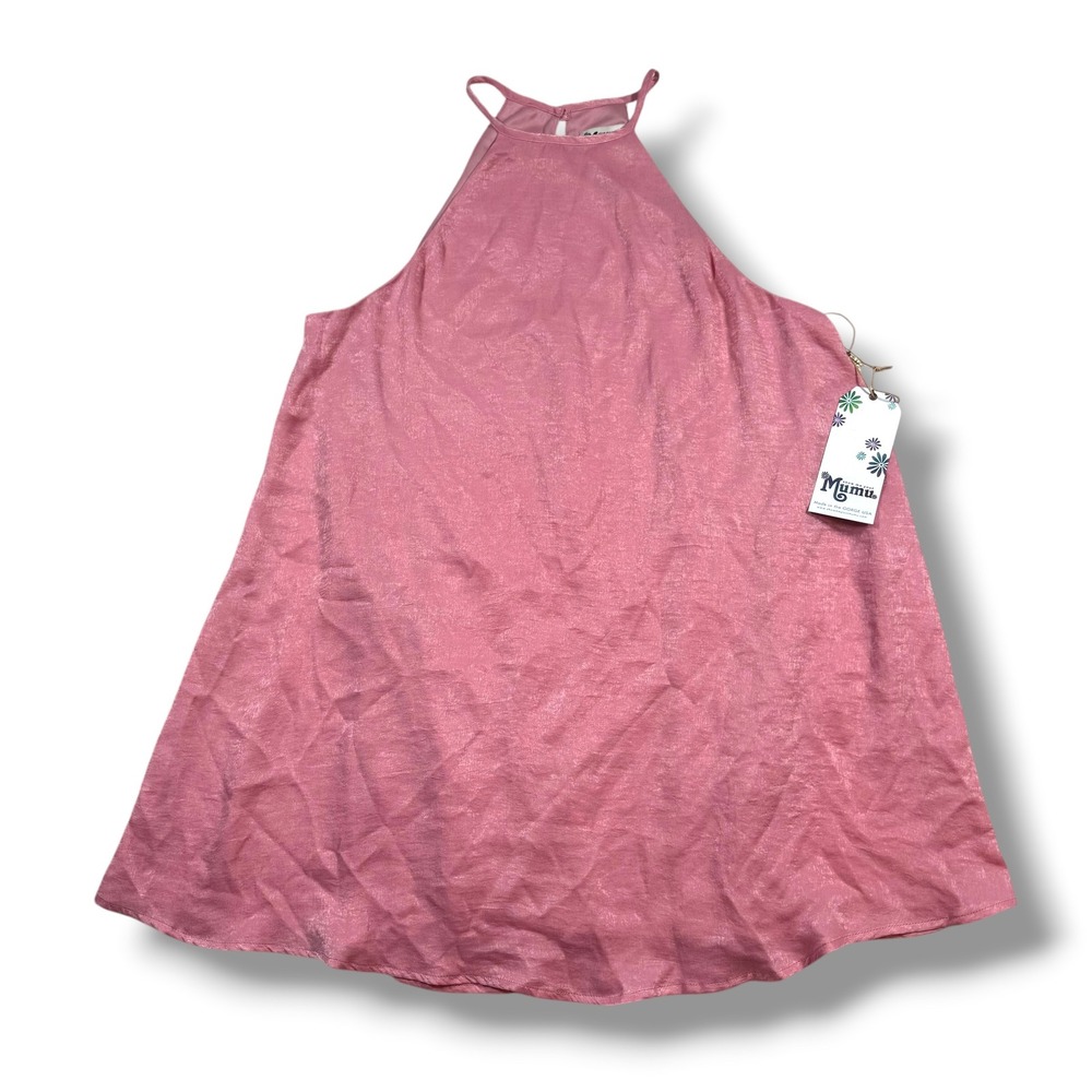 Show Me Your Mumu Gomez Mini Dress Women Medium Pink‎ Shimmer Halter Neck MS8-28